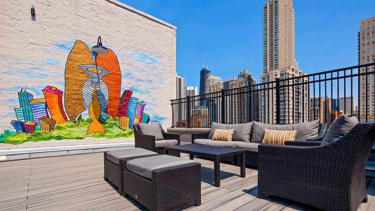 Rooftop Sundeck Adjacent to Indoor Pool