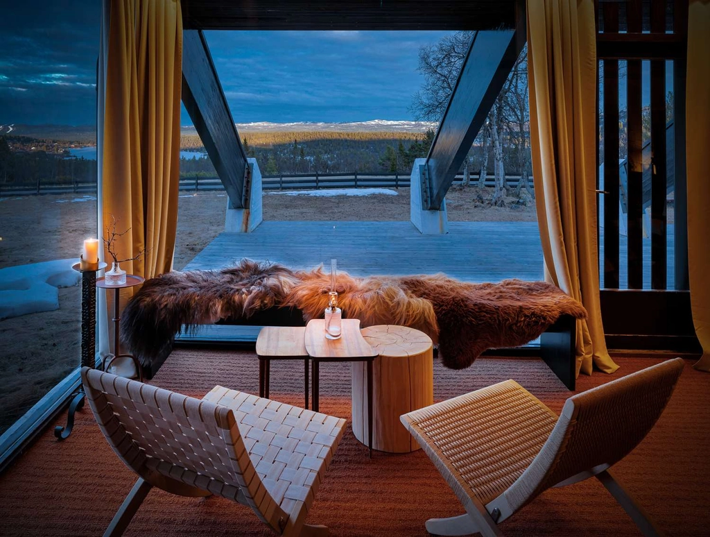 Lounge area at night
