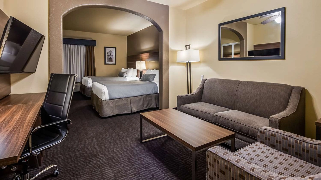 Our spacious two queen suite is great for weekend stays with plenty of space to meet your lodging needs!